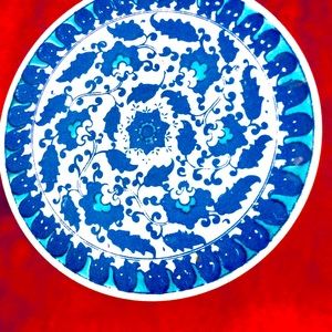 * Heptagram 7 pointed star plate Handpainted very rare OOAK Ethnic Vintage
